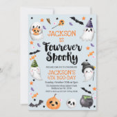 Blauwe Halloween Fourever Spooky 4e verjaardag Kaart (Voorkant)