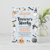 Blauwe Halloween Fourever Spooky 4e verjaardag Kaart (Staand voorkant)