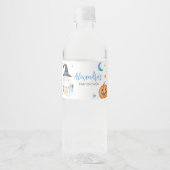 Blauwe Halloween Ghost Little Boo Bottle Label Waterfles Etiket (Voorkant)