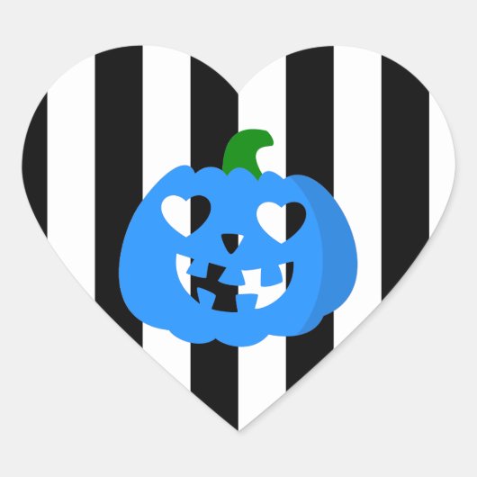 blauwe halloween hart pompoen gestreept sticker (Voorkant)