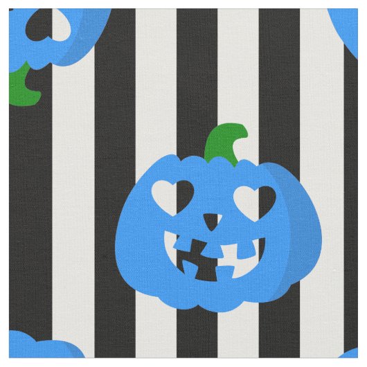 blauwe halloween hart pompoen gestreept stof (Close Up)