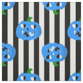 blauwe halloween hart pompoen gestreept stof (Swatch)