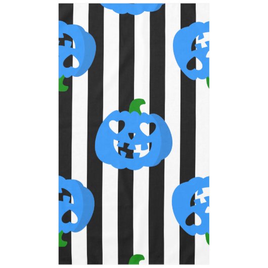 blauwe halloween hart pompoen gestreept tafelkleed (Voorkant)