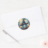 Blauwe Halloween Pompoen Jack-o-lantern Ronde Sticker (Envelop)