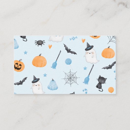 Blauwe Halloween raad eens hoeveel pompoenen Informatiekaartje (Achterkant)