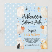 Blauwe Halloween Spooky Boy Verjaardag Kostuumfees Kaart (Voorkant / Achterkant)