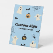 Blauwe Halloween Spooky Custom Party Reclamebord Met Voetstuk (Voorkant)