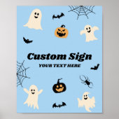Blauwe Halloween Spooky Custom Party Sign Poster (Voorkant)