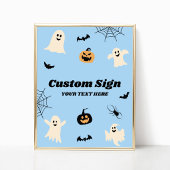 Blauwe Halloween Spooky Custom Party Sign Poster