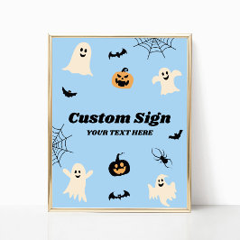 Blauwe Halloween Spooky Custom Party Sign Poster