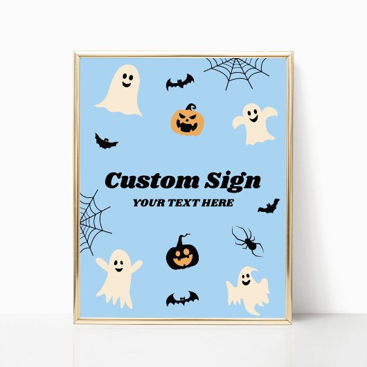 Blauwe Halloween Spooky Custom Party Sign Poster