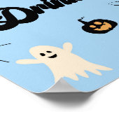 Blauwe Halloween Spooky Drinken Party Sign Poster (Hoek)