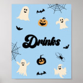 Blauwe Halloween Spooky Drinken Party Sign Poster (Voorkant)