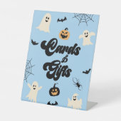 Blauwe Halloween Spooky Kaarten & geschenken Reclamebord Met Voetstuk (Voorkant)