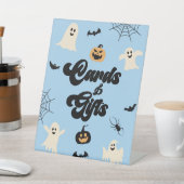 Blauwe Halloween Spooky Kaarten & geschenken Reclamebord Met Voetstuk (Insitu)