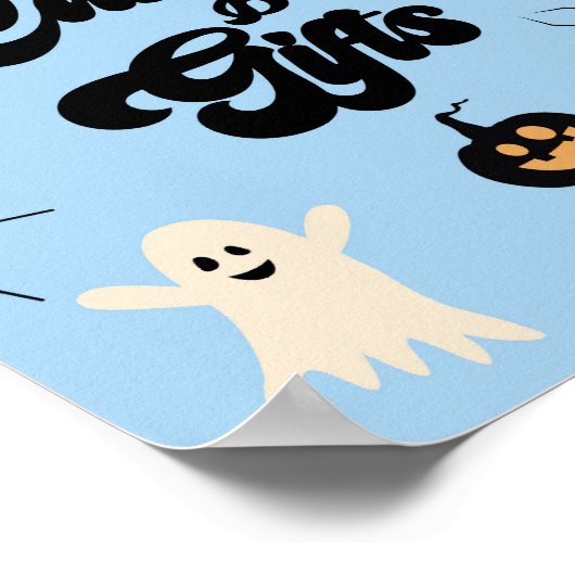 Blauwe Halloween Spooky Kaarten & Geschenken Teken Poster (Hoek)