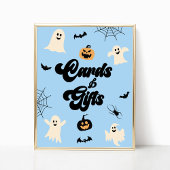 Blauwe Halloween Spooky Kaarten & Geschenken Teken Poster