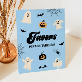 Blauwe Halloween Spooky Party Favorieten Reclamebord Met Voetstuk