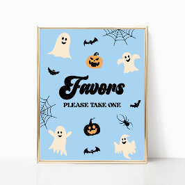 Blauwe Halloween Spooky Party Favorieten Teken Poster