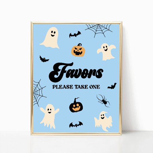 Blauwe Halloween Spooky Party Favorieten Teken Poster