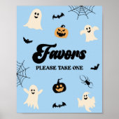 Blauwe Halloween Spooky Party Favorieten Teken Poster (Voorkant)