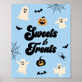 Blauwe Halloween Spooky snoepjes en lekkernijen te Poster (Voorkant)