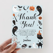 Blauwe Halloween Verjaardagsfoto Bedankkaart