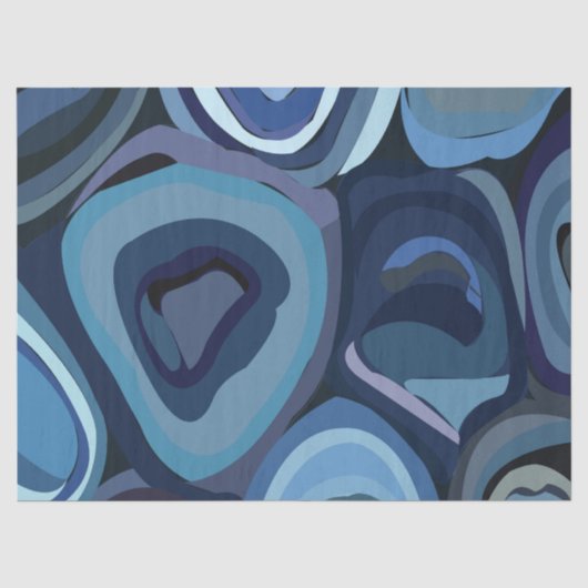 Blauwe Halve Cirkels Abstract Geometrisch Tissuepapier (Voorkant)