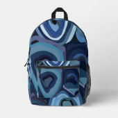 Blauwe halve cirkels Abstracte geometrische Bedrukte Rugzak (Voorkant)