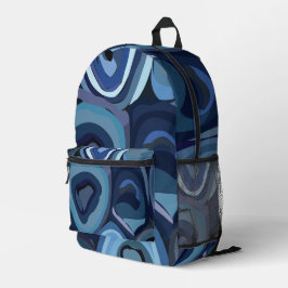 Blauwe halve cirkels Abstracte geometrische Bedrukte Rugzak