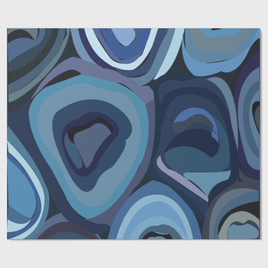 Blauwe halve cirkels Abstracte geometrische Cadeaupapier (Vlak)