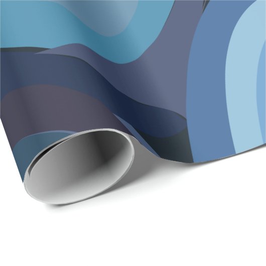 Blauwe halve cirkels Abstracte geometrische Cadeaupapier (Rol Hoek)