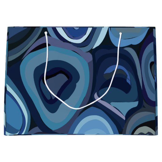 Blauwe halve cirkels Abstracte geometrische Groot Cadeauzakje (Voorkant)