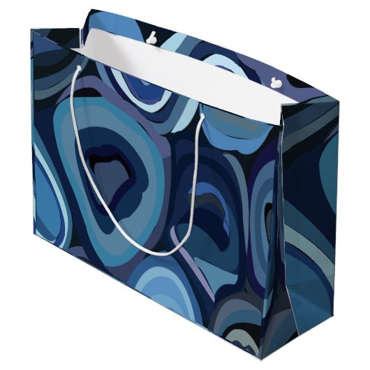 Blauwe halve cirkels Abstracte geometrische Groot Cadeauzakje (Achterkant Gekanteld)