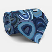 Blauwe halve cirkels Abstracte geometrische Stropdas (Opgerold)