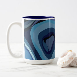 Blauwe halve cirkels Abstracte geometrische Tweekleurige Koffiemok