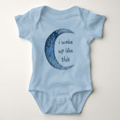 Blauwe halve maan | Aangepaste tekst voor Boy Baby Romper (Voorkant)