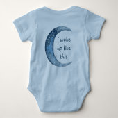 Blauwe halve maan | Aangepaste tekst voor Boy Baby Romper (Achterkant)