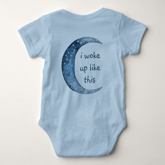 Blauwe halve maan | Aangepaste tekst voor Boy Baby Romper (Achterkant)