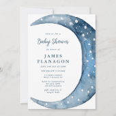 Blauwe halve maan | Jongen Baby shower Kaart (Voorkant)