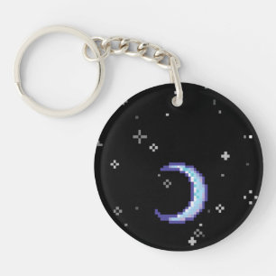 Blauwe halve maan met sterrenbeeld sleutelhanger