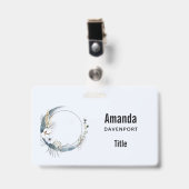 Blauwe Halve Maan met Witte Bloemen Badge (Voorzijde met clip)