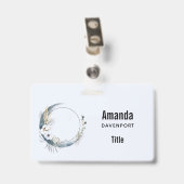 Blauwe Halve Maan met Witte Bloemen Badge (Achterkant met clip)