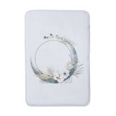 Blauwe halve maan met witte bloemen badmat (Voorkant Verticaal)