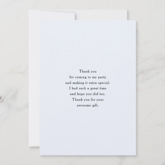 Blauwe halve maan met witte bloemen bedankkaart (Achterkant)