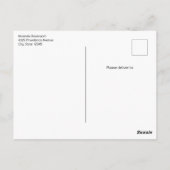 Blauwe halve maan met witte bloemen briefkaart (Achterkant)