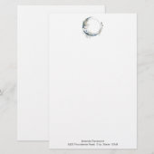 Blauwe halve maan met witte bloemen briefpapier (Voorkant / Achterkant)