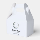 Blauwe halve maan met witte bloemen bruiloft bedankdoosjes (Achterkant)