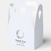 Blauwe halve maan met witte bloemen bruiloft bedankdoosjes (Geopend)