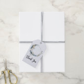 Blauwe Halve Maan met Witte Bloemen Dank Je Cadeaulabel (Met Touw)